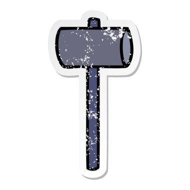 elle çizilmiş etiket karikatür doodle bir çekiç, sıkıntılı