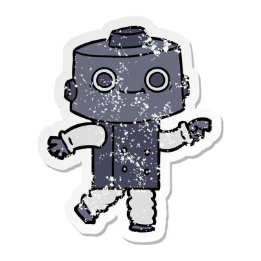 bir çizgi film robot sıkıntılı etiket