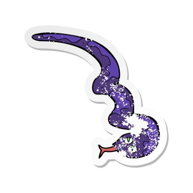 Retro etiket yılan tıslama bir karikatür sıkıntılı