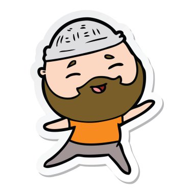 etiket karikatür mutlu bir sakallı adamın