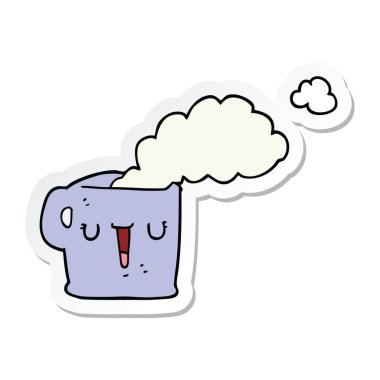 kahve fincan sıcak bir çizgi film etiketi