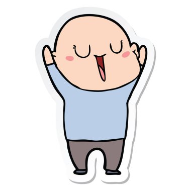 etiket bir mutlu karikatür kel adam