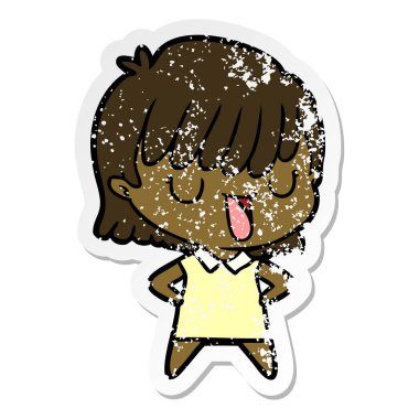 bir çizgi film kadının sıkıntılı etiket