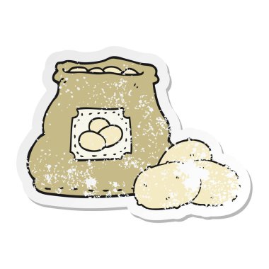 patates bir karikatür çanta sıkıntılı etiket