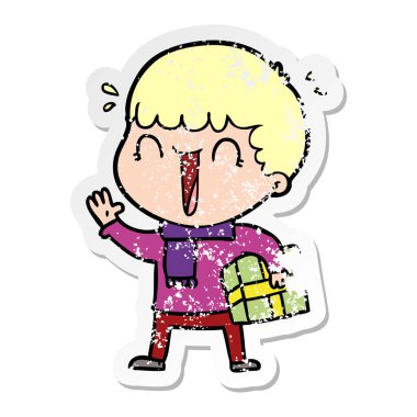 sıkıntılı etiket ile komik bir çizgi film adamın mevcut