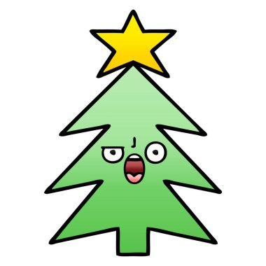 bir Noel ağacı degrade gölgeli karikatür