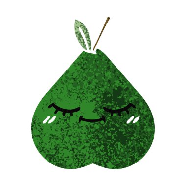 Retro illüstrasyon stil karikatür bir armut