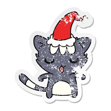 Noel sıkıntılı etiket karikatür kawaii kedi