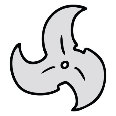 Çizilmiş karikatür doodle tek Ninja yıldızı atma bir el