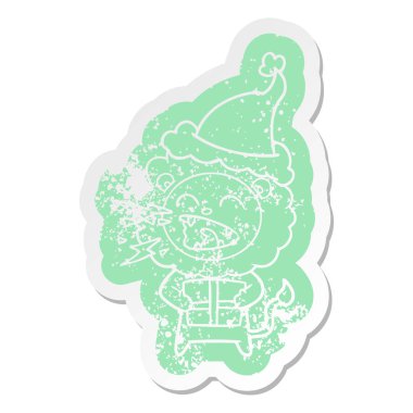 çizgi film sıkıntılı etiket s giyen hediye ile kükreyen aslan