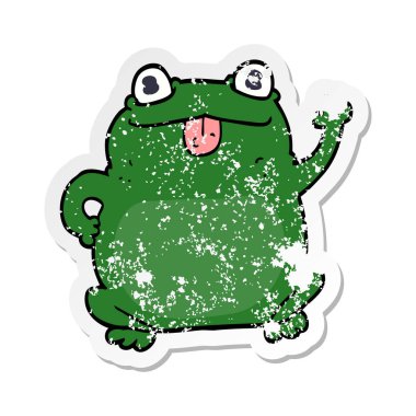 bir çizgi film kurbağa sıkıntılı etiket