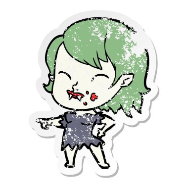 bir çizgi film vampir kızın kanlı yanak sıkıntılı etiket