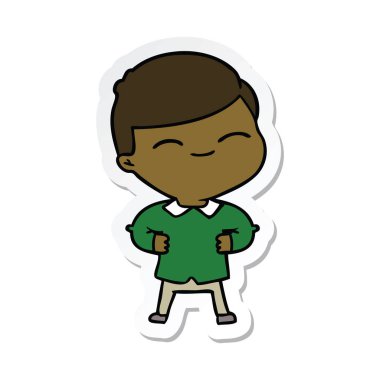 bir çizgi film gülümseyen çocuk etiket