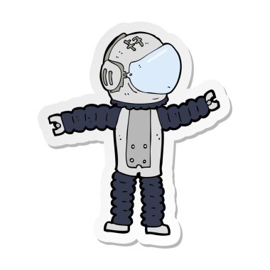 etiket ulaşan bir karikatür astronotun