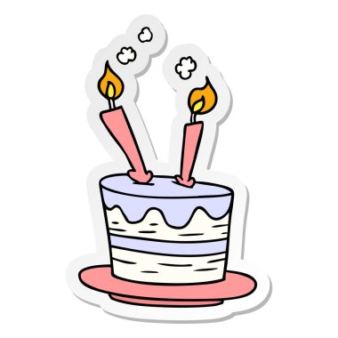 etiket karikatür doodle doğum günü pastası