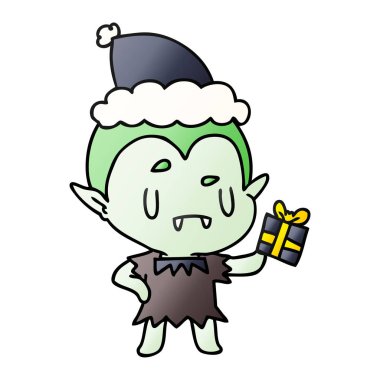 Noel degrade çizgi film kawaii vampir el çekilmiş