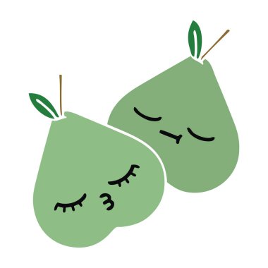 düz renk retro karikatür yeşil armut