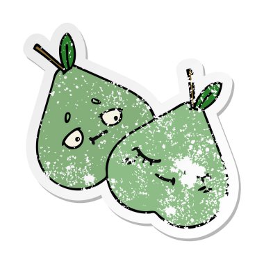 sevimli çizgi yeşil armut sıkıntılı etiket