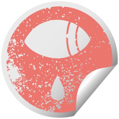 sıkıntılı dairesel peeling etiket sembolü bir tarafa bakarak ağlayan göz