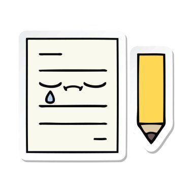 sevimli çizgi test kağıt etiket