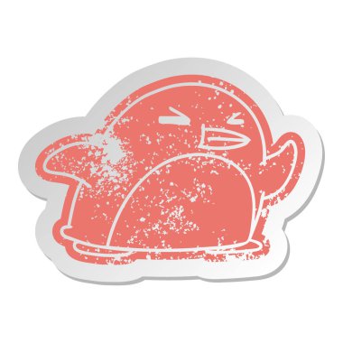 sıkıntılı eski etiket kawaii bir sevimli penguen