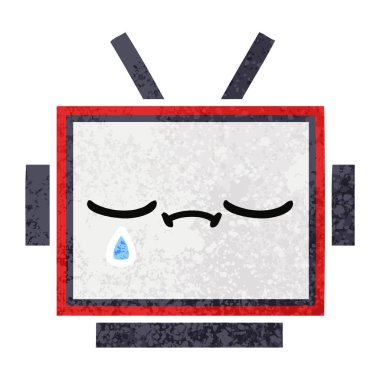 Retro illüstrasyon tarzı çizgi film robot baş