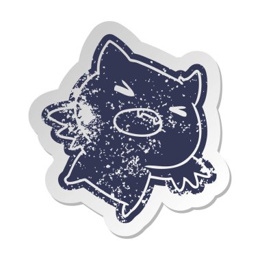 kawaii şirin yarasa sıkıntılı eski etiket