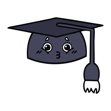 sevimli çizgi mezuniyet şapka