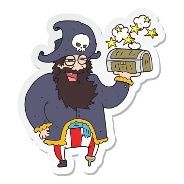 etiket hazine sandığı ile bir çizgi film korsan kaptanı