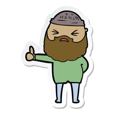 sakallı bir çizgi film adam etiketi