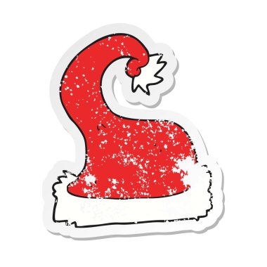 bir karikatür Retro sıkıntılı etiket santa claus şapka