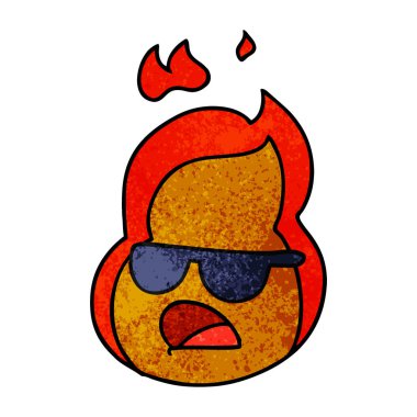 dokulu karikatür kawaii alevler içinde tonları