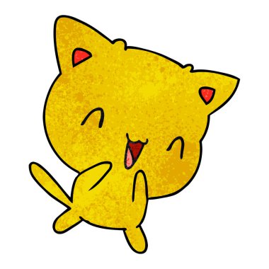 şirin kawaii kedi serbest el çekilmiş dokulu çizgi film