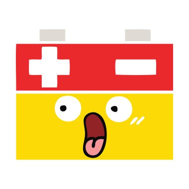 düz renk retro karikatür bir akü