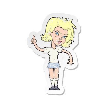 fikri ile bir çizgi film kadının Retro sıkıntılı etiket