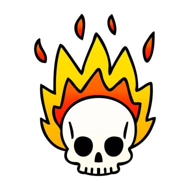 Degrade gölgeli ilginç karikatür kafatası