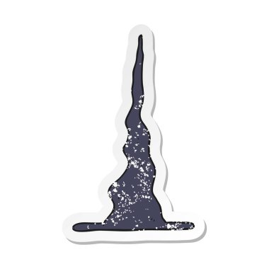 bir çizgi film witchs şapka Retro sıkıntılı etiket