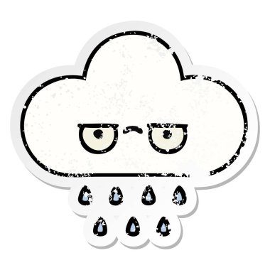 sevimli çizgi yağmur bulutu sıkıntılı etiket