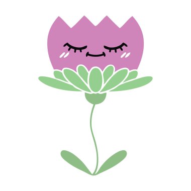 düz renk retro karikatür çiçek