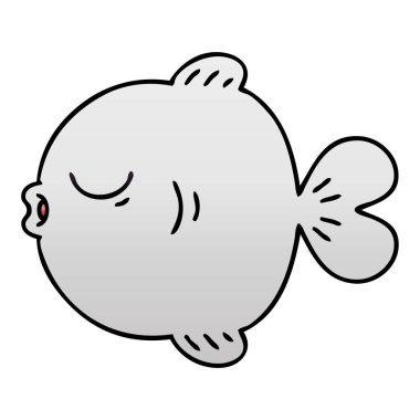 ilginç degrade gölgeli çizgi film balık