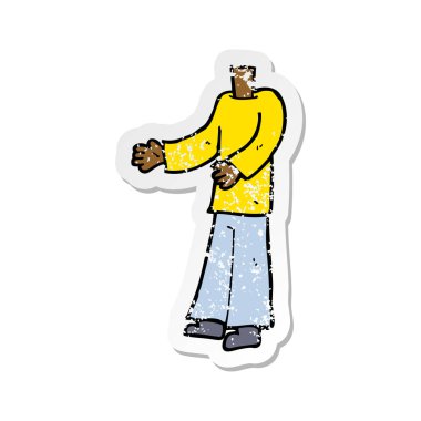 Retro sıkıntılı etiket bir çizgi film vücut 