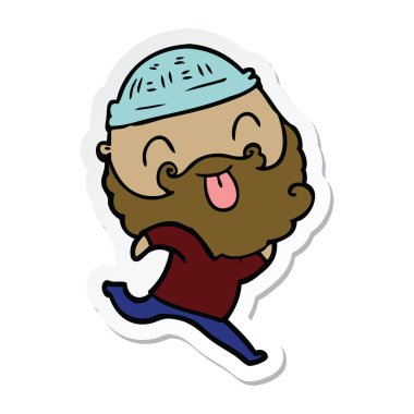 etiket çalışan bir adamın dilini sakallı