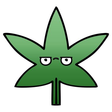 Degrade gölgeli karikatür marihuana yaprağı