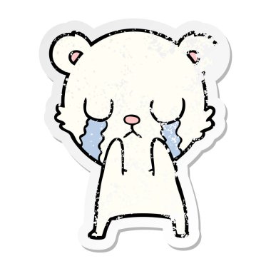ağlayan bir kutup ayısı karikatür sıkıntılı etiket