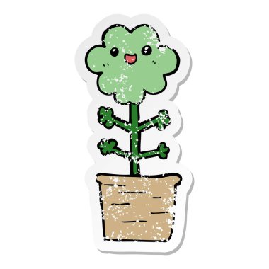 bir çizgi film çiçek sıkıntılı etiket