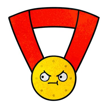 Retro grunge doku karikatür altın madalya