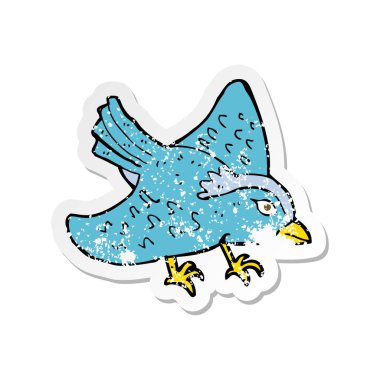 bir çizgi film Bahçe kuş Retro sıkıntılı etiket