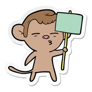 etiket tabela ile bir çizgi film şüpheli maymun