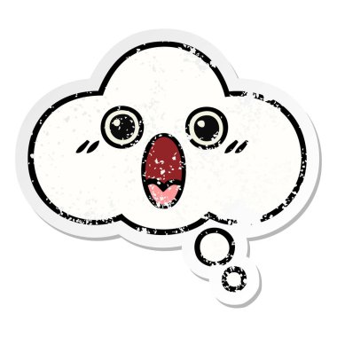 sevimli çizgi düşünce balonu sıkıntılı etiket