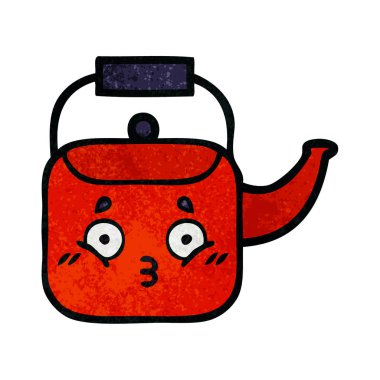 Retro grunge doku çizgi film su ısıtıcısı